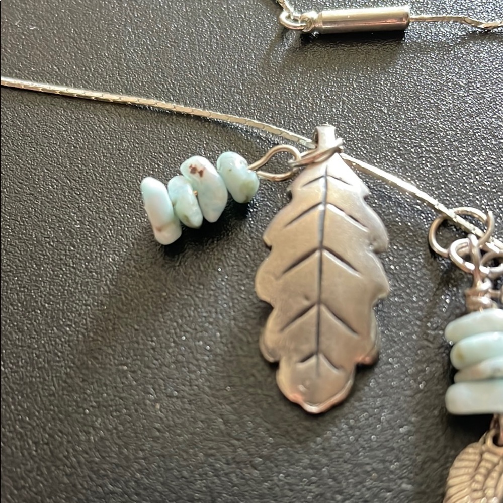Silver Leaf Charm Necklace - Picture 2 of 10